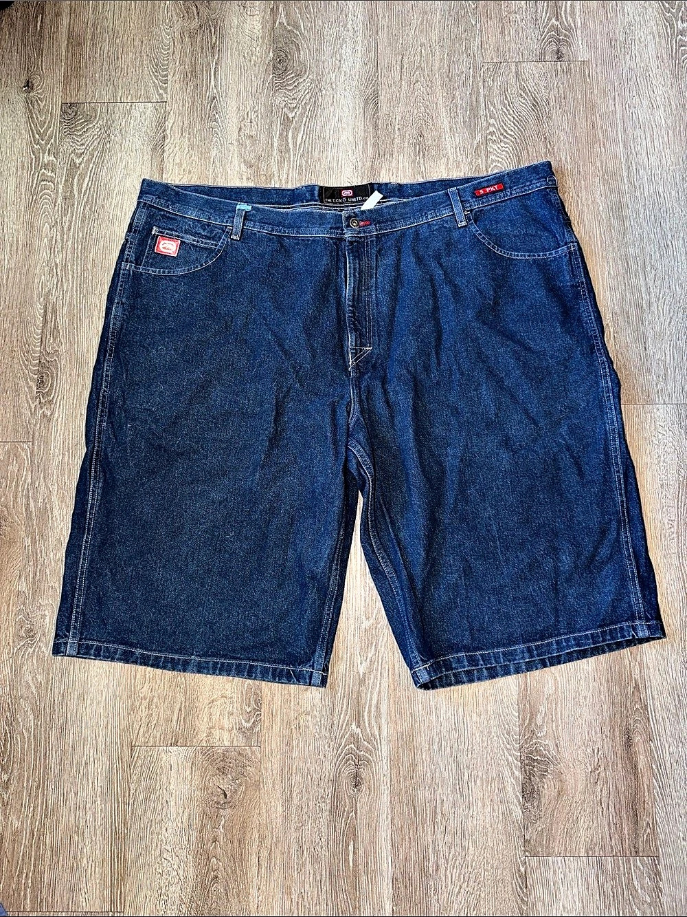 Ecko Unlimited S.P.K.T. Denim Jean Shorts Blue Waist 50 vintage 100% cotto